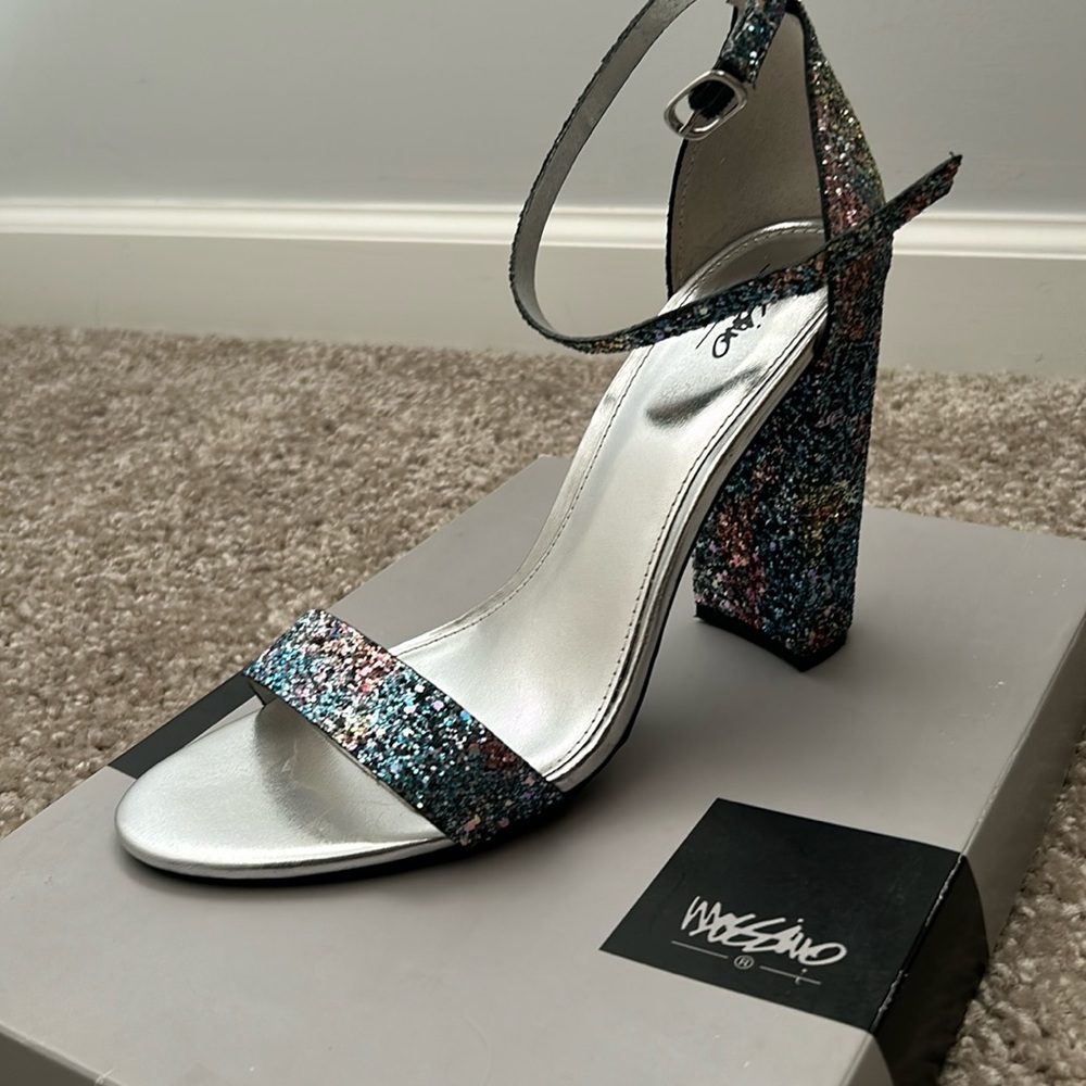 Rainbow glitter strappy pumps